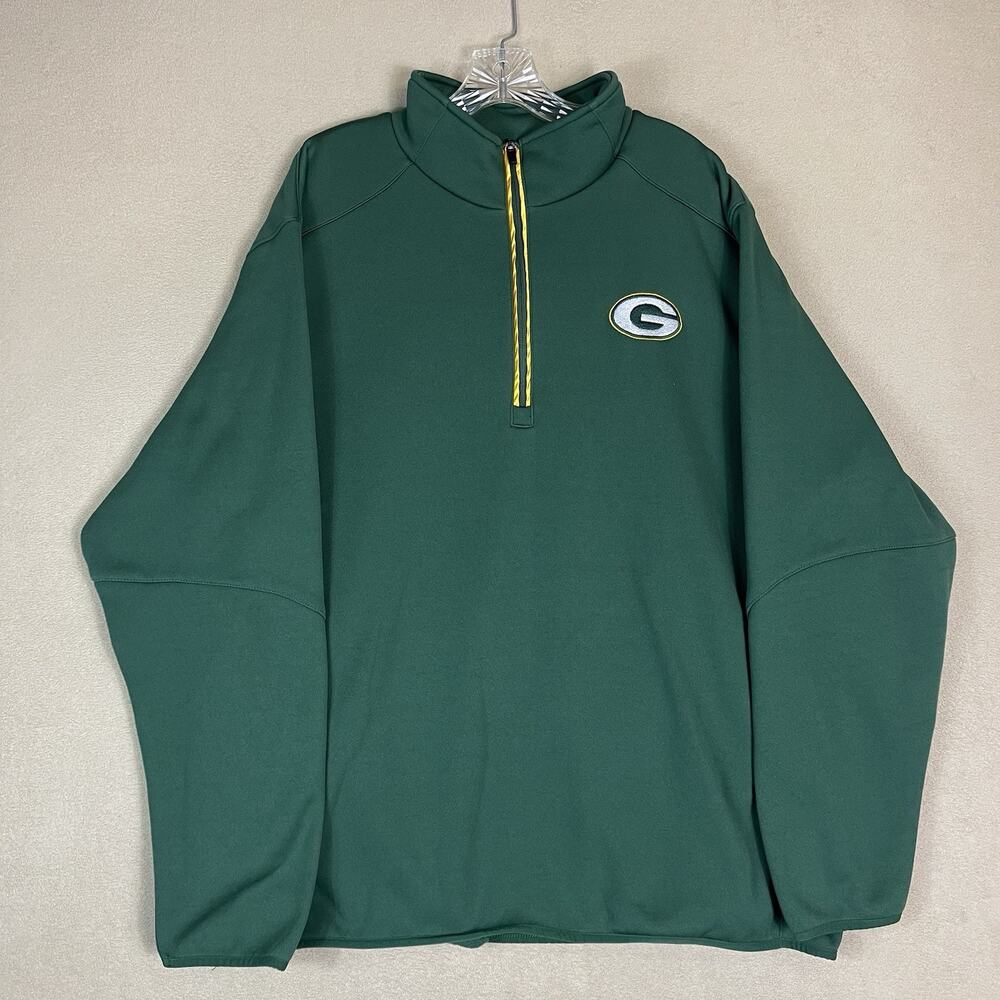 NFK Sweater Mens XXL Green 1/4 Zip Green Bay Packers Embroidered Logo Sweatshirt